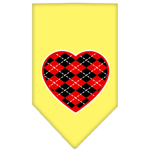 Argyle Heart Red Screen Print Bandana Yellow Small